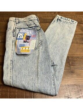 VINTAGE 80’s PS Gitano Jeans Stone Wash High Rise Tapered Baggy Size 16 Missy